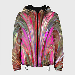 Куртка с капюшоном женская Размытый узор с розовыми и серыми тонами, цвет: 3D-черный