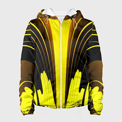 Куртка с капюшоном женская Черно-желтые мотивы, цвет: 3D-белый