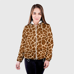 Куртка с капюшоном женская Кожа жирафа - giraffe, цвет: 3D-белый — фото 2