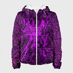 Куртка с капюшоном женская Фиолетовая глитч инфекция, цвет: 3D-белый