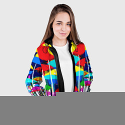 Куртка с капюшоном женская Mirror pattern of umbrellas - pop art, цвет: 3D-черный — фото 2