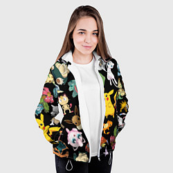 Куртка с капюшоном женская Пикачу и другие покемоны, цвет: 3D-белый — фото 2
