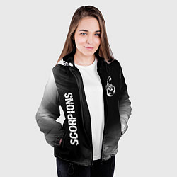 Куртка с капюшоном женская Scorpions glitch на темном фоне вертикально, цвет: 3D-черный — фото 2