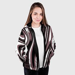 Куртка с капюшоном женская Абстракция пыльно-розовый и чёрный, цвет: 3D-черный — фото 2