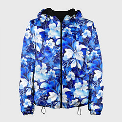 Куртка с капюшоном женская Голубой цветник, цвет: 3D-черный