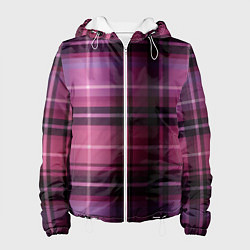 Куртка с капюшоном женская Фиолетовая шотландская клетка, цвет: 3D-белый