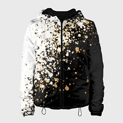 Куртка с капюшоном женская Чёрно белый с золотыми крапинками размытый, цвет: 3D-черный