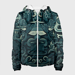 Куртка с капюшоном женская Абстрактный узор в славянском стиле, цвет: 3D-белый