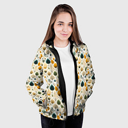 Куртка с капюшоном женская Паттерн разные деревья и кустарники, цвет: 3D-черный — фото 2