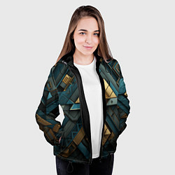 Куртка с капюшоном женская Геометрический узор в египетском стиле, цвет: 3D-черный — фото 2