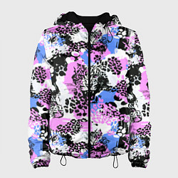 Куртка с капюшоном женская Multicolored wild cats, цвет: 3D-черный