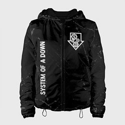 Куртка с капюшоном женская System of a Down glitch на темном фоне вертикально, цвет: 3D-черный