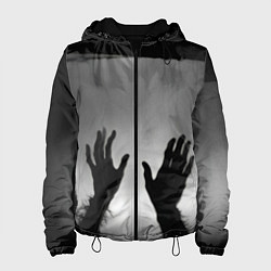 Куртка с капюшоном женская Руки зомби в ночном тумане, цвет: 3D-черный