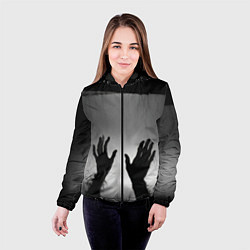 Куртка с капюшоном женская Руки зомби в ночном тумане, цвет: 3D-черный — фото 2