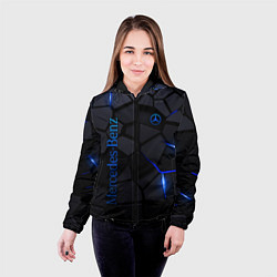 Куртка с капюшоном женская Mercedes - плиты с эффектом свечения, цвет: 3D-черный — фото 2