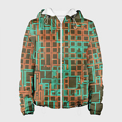 Куртка с капюшоном женская Разноцветные толстые линии, цвет: 3D-белый