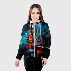 Куртка с капюшоном женская Городская абстракция, цвет: 3D-белый — фото 2