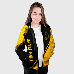Куртка с капюшоном женская Pink Floyd - gold gradient вертикально, цвет: 3D-черный — фото 2
