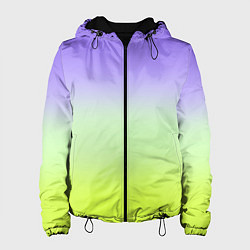 Куртка с капюшоном женская Фиолетовый мятный и желто-зеленый градиент, цвет: 3D-черный
