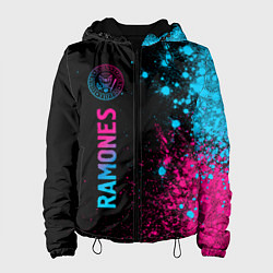 Куртка с капюшоном женская Ramones - neon gradient по-вертикали, цвет: 3D-черный