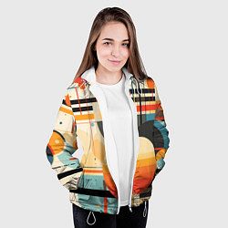 Куртка с капюшоном женская Стильная геометрия, цвет: 3D-белый — фото 2