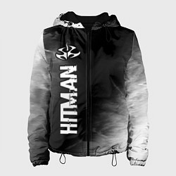 Куртка с капюшоном женская Hitman glitch на темном фоне по-вертикали, цвет: 3D-черный