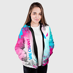 Куртка с капюшоном женская Valorant neon gradient style вертикально, цвет: 3D-черный — фото 2