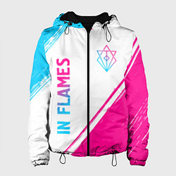 Куртка с капюшоном женская In Flames neon gradient style вертикально, цвет: 3D-черный