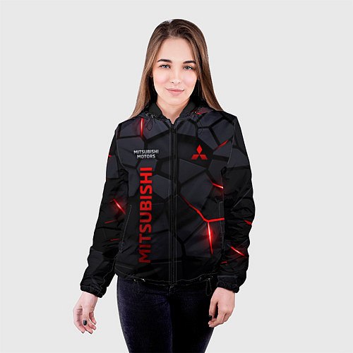 Женская куртка Mitsubishi - плиты с эффектом свечения / 3D-Черный – фото 4