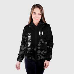 Куртка с капюшоном женская The Witcher glitch на темном фоне вертикально, цвет: 3D-черный — фото 2