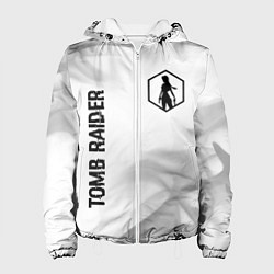Куртка с капюшоном женская Tomb Raider glitch на светлом фоне вертикально, цвет: 3D-белый