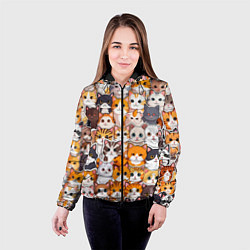 Куртка с капюшоном женская Очень много котиков, цвет: 3D-черный — фото 2