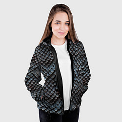 Куртка с капюшоном женская Паттерн чешуя дракона, цвет: 3D-черный — фото 2