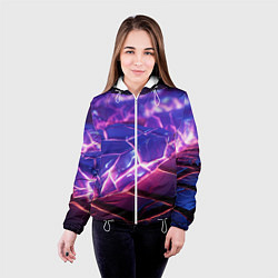 Куртка с капюшоном женская Фиолетовые кристалы, цвет: 3D-белый — фото 2