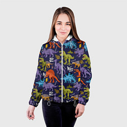 Куртка с капюшоном женская Мультяшные динозавры, цвет: 3D-белый — фото 2