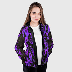 Куртка с капюшоном женская Демонический доспех фиолетовый, цвет: 3D-черный — фото 2