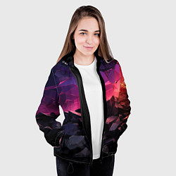 Куртка с капюшоном женская Темные фиолетовые камни текстура, цвет: 3D-черный — фото 2