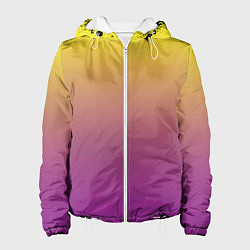 Куртка с капюшоном женская Желто-фиолетовый градиент, цвет: 3D-белый