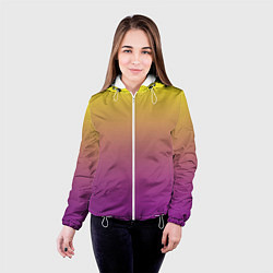 Куртка с капюшоном женская Желто-фиолетовый градиент, цвет: 3D-белый — фото 2