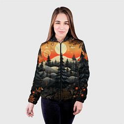 Куртка с капюшоном женская Зимний лес в ожидании праздника, цвет: 3D-черный — фото 2