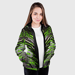 Куртка с капюшоном женская Киберпанк доспех зелёный, цвет: 3D-черный — фото 2