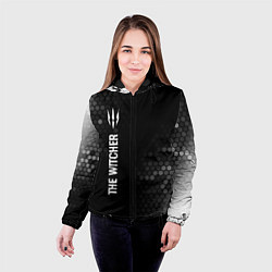 Куртка с капюшоном женская The Witcher glitch на темном фоне по-вертикали, цвет: 3D-черный — фото 2