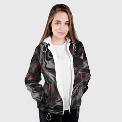 Куртка с капюшоном женская Брызги краски и вода, цвет: 3D-белый — фото 2