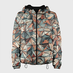 Куртка с капюшоном женская Маленькие треугольники сепия, цвет: 3D-черный