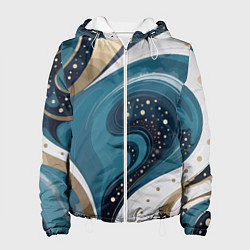 Куртка с капюшоном женская Бирюховые завитки, цвет: 3D-белый