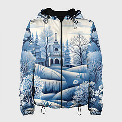 Куртка с капюшоном женская Пушистые завитки, цвет: 3D-черный