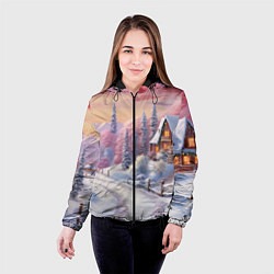 Куртка с капюшоном женская Волшебное сияние новогодних огней, цвет: 3D-черный — фото 2