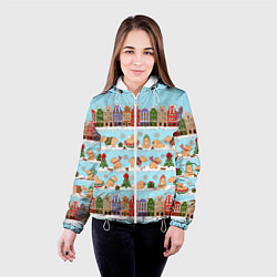 Куртка с капюшоном женская Капибара с семьей на прогулке, цвет: 3D-белый — фото 2