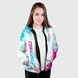 Куртка с капюшоном женская Powerwolf neon gradient style вертикально, цвет: 3D-черный — фото 2