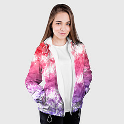 Куртка с капюшоном женская Сине-красная абстракция, цвет: 3D-белый — фото 2